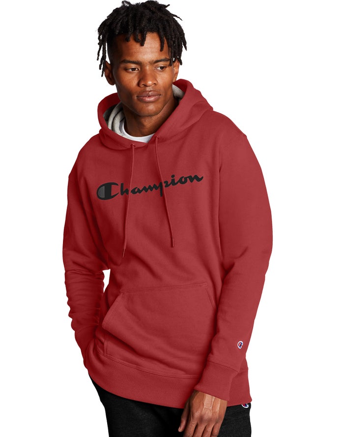 Champion Powerblend Script Logo Hoodie Heren - Rood - Belgie 1240VCRSY